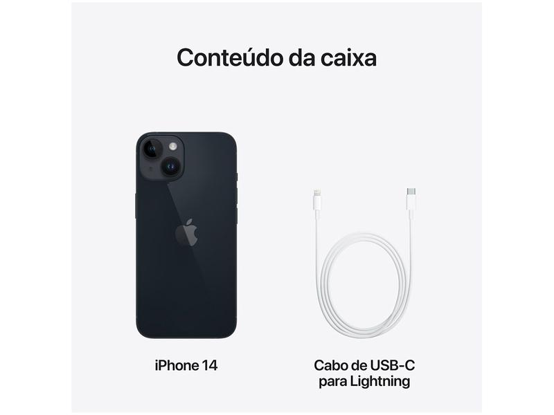 Apple iPhone 14 128GB Meia-noite 6,1” 12MP - iOS 5 - iPhone 14